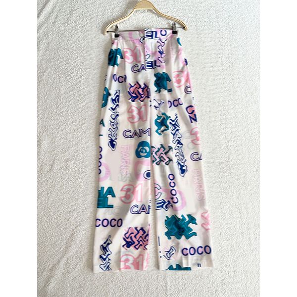 

designer 2023 high waist loose wide leg pants for women spring summer letter print pattern pants ladies long trousers, Black;white