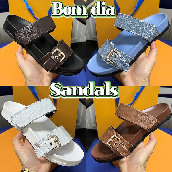 

bom dia slides sandals womens designer paseo flat comfort mules sandal canvas leather slippers womens platform slipper sliders summer luxury, Black