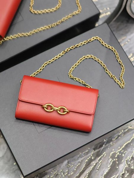 

2023 new women's chain bag plain cowhide crossbody bag high-end custom quality shoulder bag with six card slots and a zipper pocket is