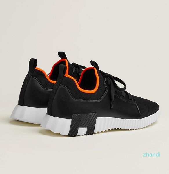 

perfect brand sporty look depart sneakers shoes knit calfskin rubber sole runner mesh lightweight skateboard flexible r trainer, Black