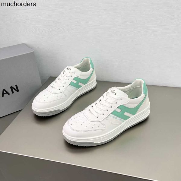 

hoga * hoheel new men's sports shoe long jun same leather contrast panel shoes with thickened sole, Black