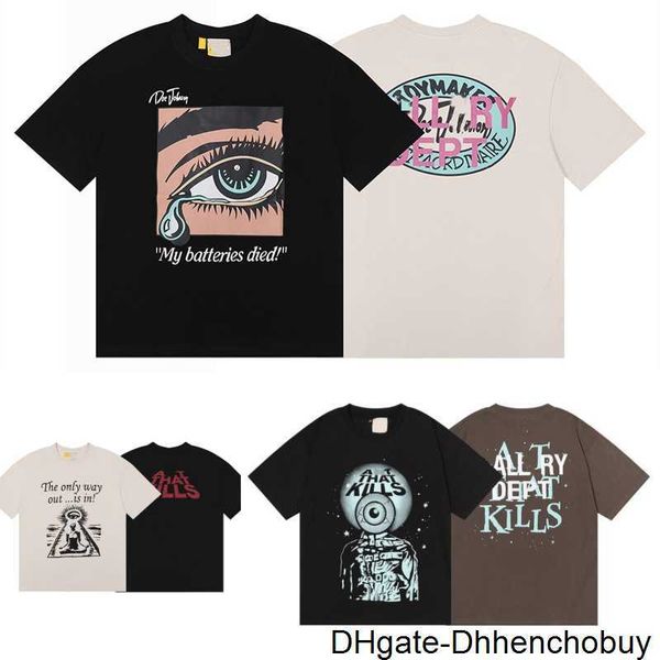 

men tshirt clothing usa gd gall high-end brand design slogan cultural eyeball print short sleeved casual loose pure cotton tee street couple, White;black
