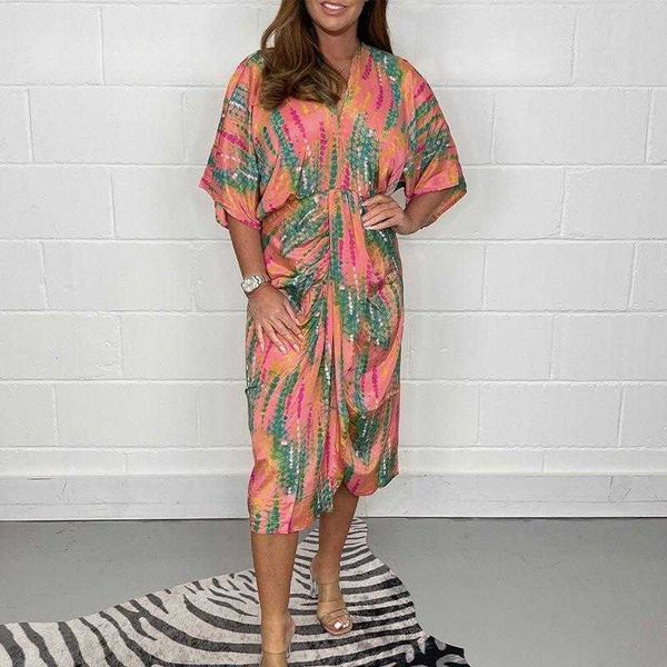 

summer womens large swing skirt dress loose high waist print v neck shirt, Black;gray