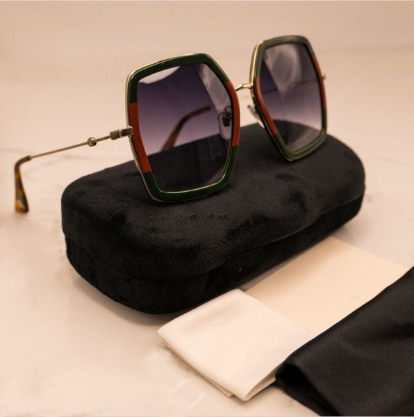 

sunglasses for women summer fashion 0106s 56mm square green/red womens sunglasses with light grey lens uv protection come with case original, White;black