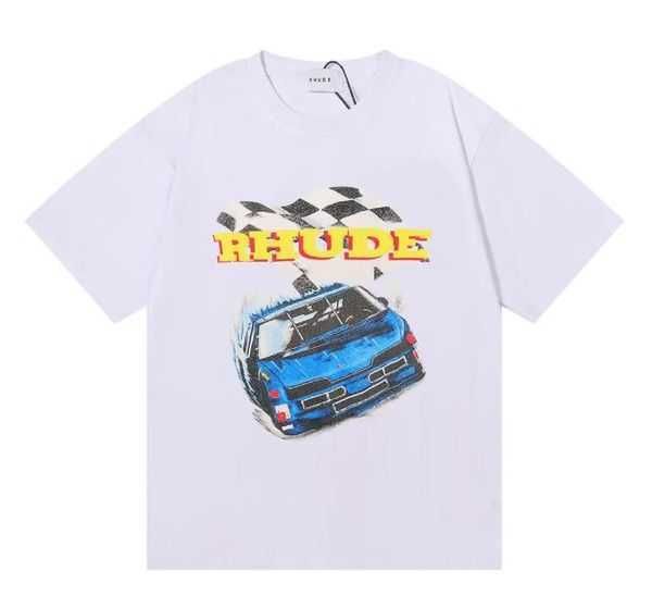 

rhude tshirt mens designer t shirts women high street fashion designer for men shirt 100% cotton short sleeve print crewneck casual t-shirt, White;black