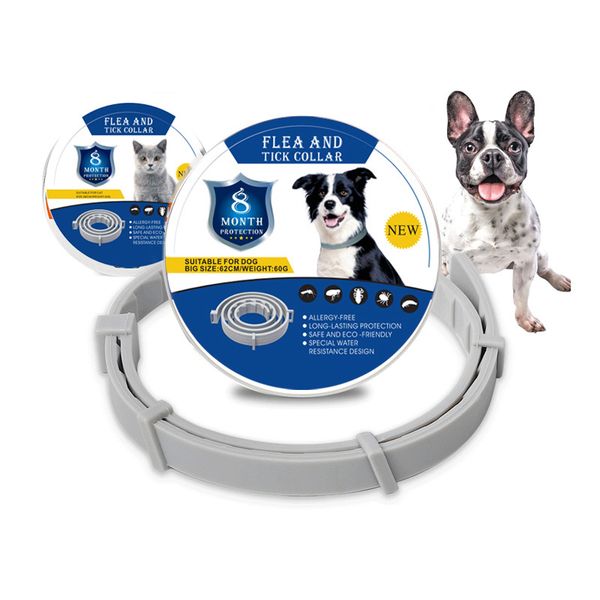 

flea and tick collar with adjustable length for dogs and cats ingredients protection waterproof  fits all box-packed