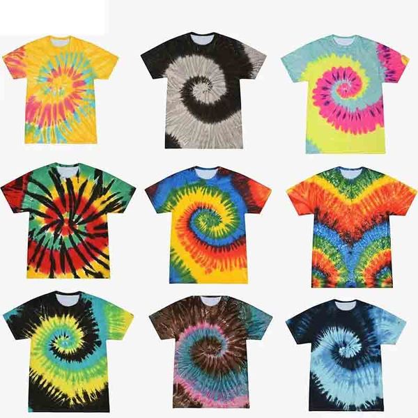 

tie dyed men's t-shirts rainbow quick drying breathable spiral hip-hop tees polos ftx004 round neck color printed loose fit, White;black