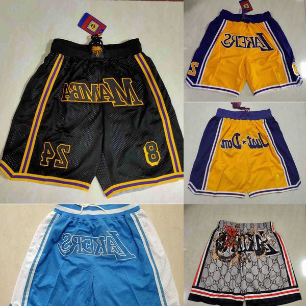 

los angeles''lakers''men throwback basketball shorts pocket purple, Black