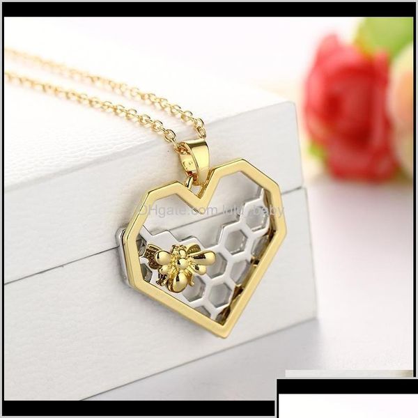

pendant necklaces wholesale chic sier gold bee on the honeycomb pendants hexagon comb hive necklace for women jewelry you are my hon dhews, Silver