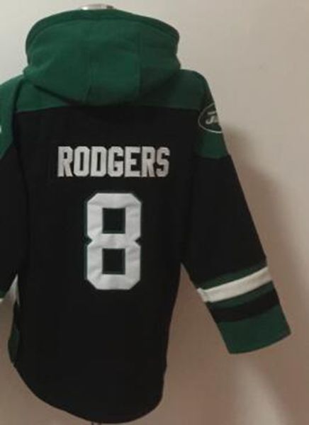 

new york #8 aaron rodgers fans hoodie american football pullover, Black