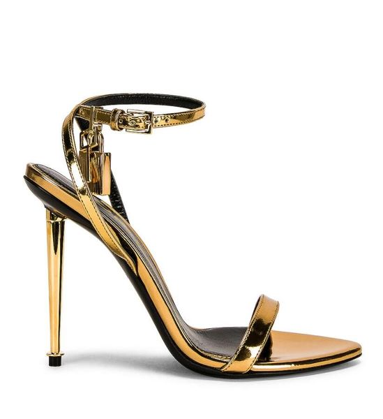 

european roman classic women's high-heeled sandals, fashion trend, gold buckle embellishment, with box, large size shoes 35-44, Black
