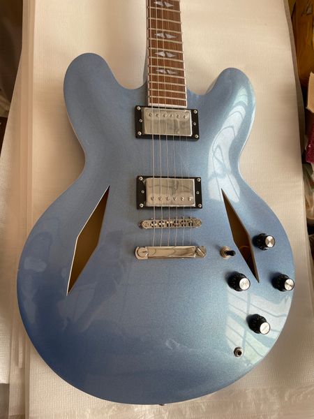 

metal semi-hollow jazz electric guitarl335 blue