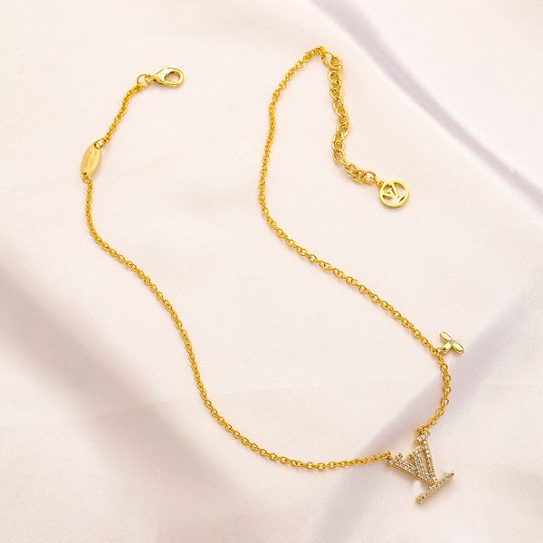 

never fading 18k gold plated luxury brand designer pendants necklaces stainless steel letter choker pendant necklace beads chain jewelry acc, Silver