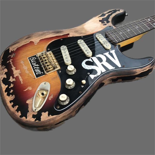 

antique electric guitar, srv style, alder body with lip neck, custom electric guitar, ing