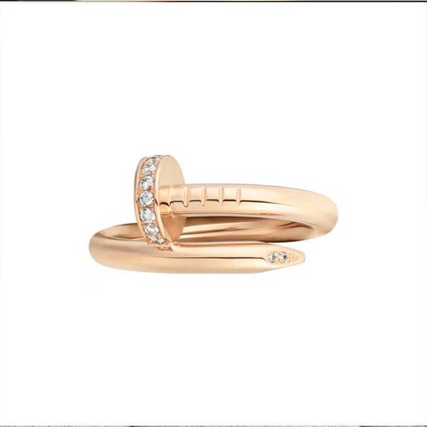 

high version american carti nail ring men's and women's 18k rose gold mesh red colorless fashion versatile rxso, Silver