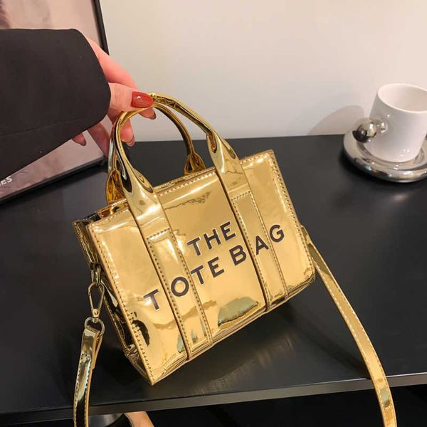 

2023 new lacquer leather letter women's bag single shoulder crossbody trendy and handheld tote bag