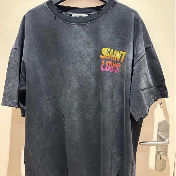 

23ss vintage oversized t shirt tee for men, Black;brown