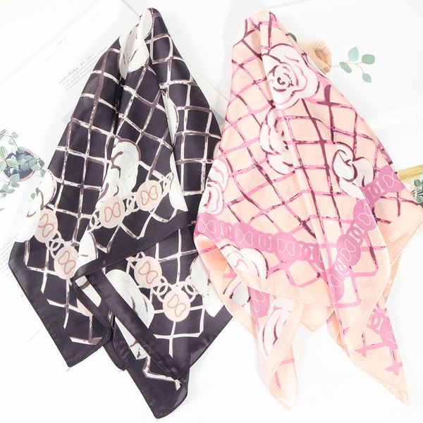 

women designer silk scarf fashion brand wrap head scarfs square silk twill scarves shawl pleated birthday gift easy to match soft touch size, Blue;gray
