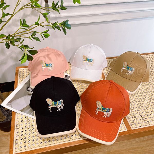 

ball caps spring summer designer embroidery horse ball cap lovers couple casquette 5 colors vacation travel sports sunscreen hat gift cap ha, Blue;gray
