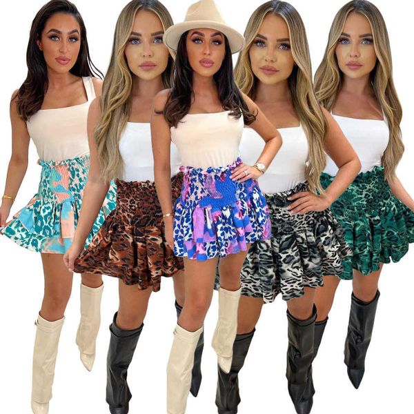 

summer new womens pleated skirts designer 2023 fashion printed ruffle edge fragmented flower mini short skirt, Black