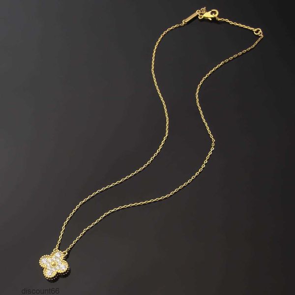 

designer womens fashion luxury buckle full diamond necklace fashion single flower four-leaf clover cleef pendant necklaces 18k gold necklace, Silver