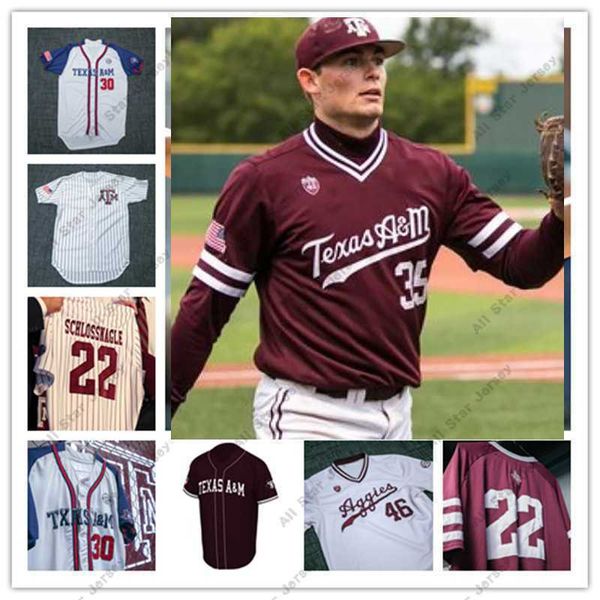 

college baseball wears texas a m aggies baseball stitch jersey braden shewmake corbin martin nick banks kyle martin ross stripling barret lo, Blue;black
