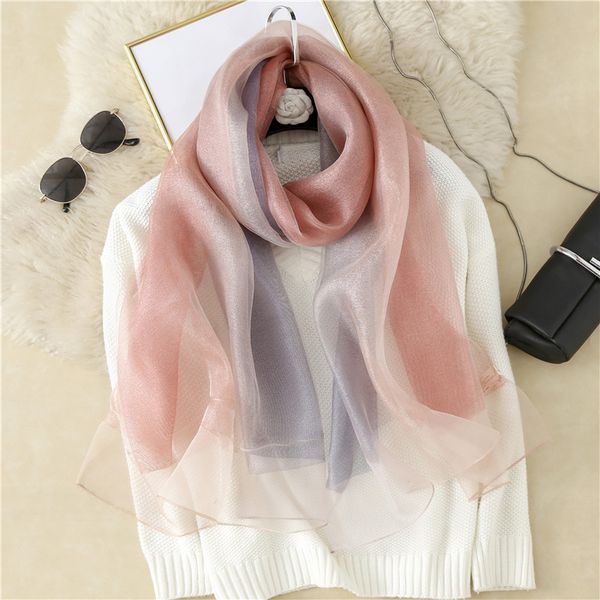 

gradual color mulberry silk silk scarf shawl lady style filigree sunshade beach scarf gift scarf travel festival scarf, Blue;gray