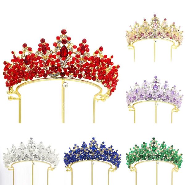 

handmade purple crystal crown tiara for women wedding party elegant luxury bridal crown hair dress accessories, Slivery;white