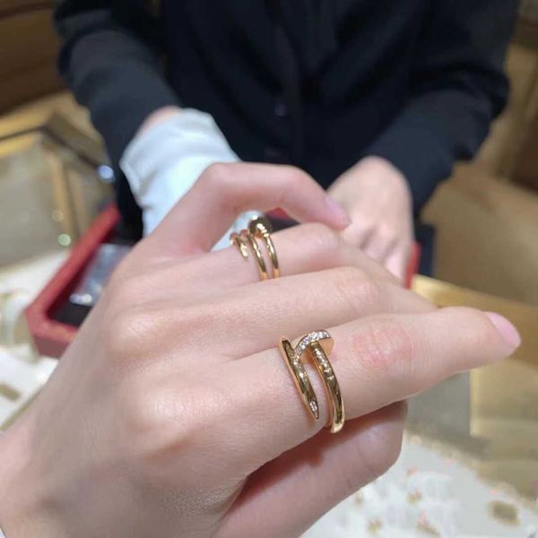 

high version high version coarse nail ring for women 18k rose gold niche light luxury carti minimalist trendy men's couple, Silver