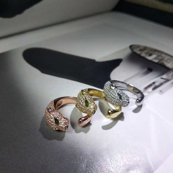 

high version jxj. s925 sterling silver card half diamond leopard ring female fashion luxury delicate personality