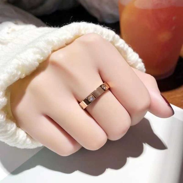 

high version korean version of ins style light luxury diamond ring net red fashion lovers titanium steel colorfast tail, Silver