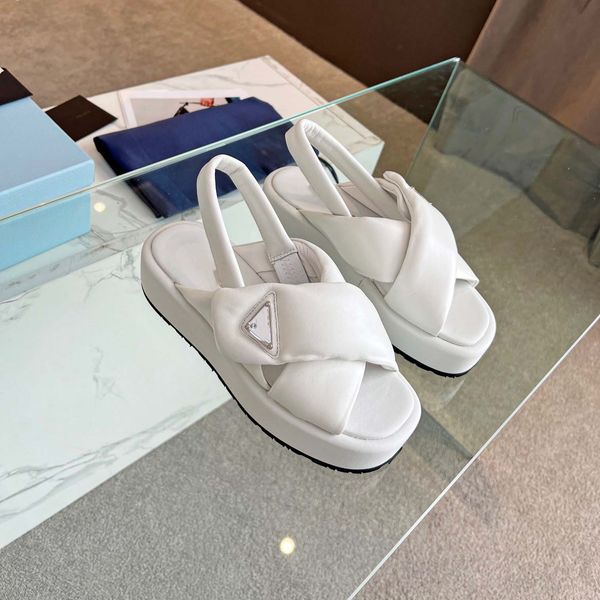 

monolith sandals with soft sheepskin women designer metal triangle sandals rubber thick sole lady modern and elegant slipper 05, Black
