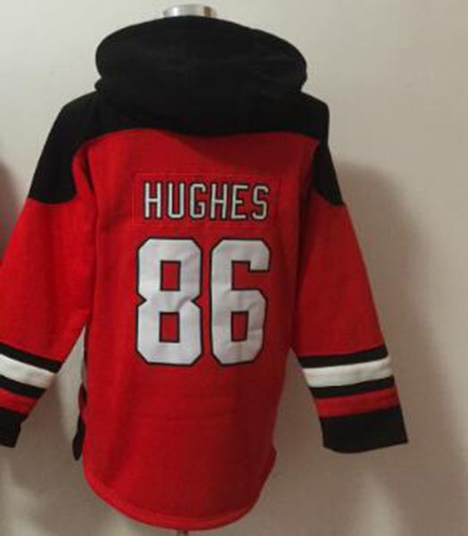 

new jersey #86 jack hughes fans hoodie american ice hockey pullover, Black