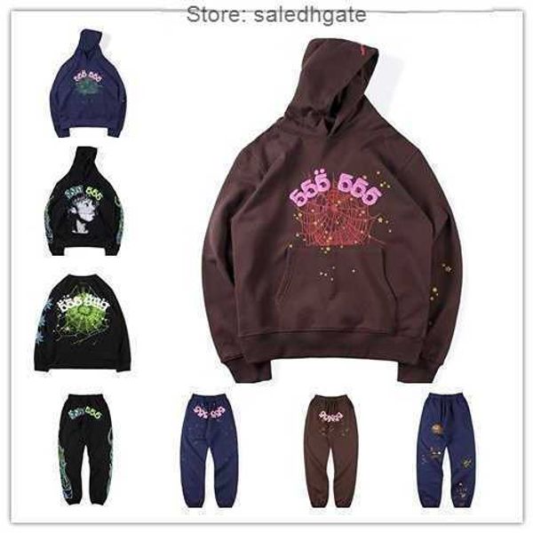 

men's hoodies sweatshirts pullovers young thug pink sp5der 555555 hoodie men women 1 foam print spider web graphic 555555, Black