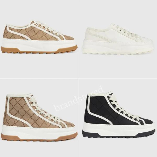 

casual shoes designer sneakers women platform sneaker high letter shoe grosgrain interlocking rubber trainers canvas trainer, Black