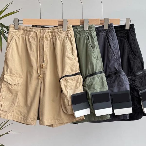 

mens shorts stones islands designers cargo pants island badge patches summer sweatpants sports trouser 2023ss big pocket supermes, Black