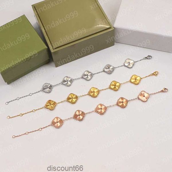 

fashion classic 4/four leaf clover charm bracelets bangle chain 18k gold agate shell mother-of-pearl for women girl wedding mother' day, Silver