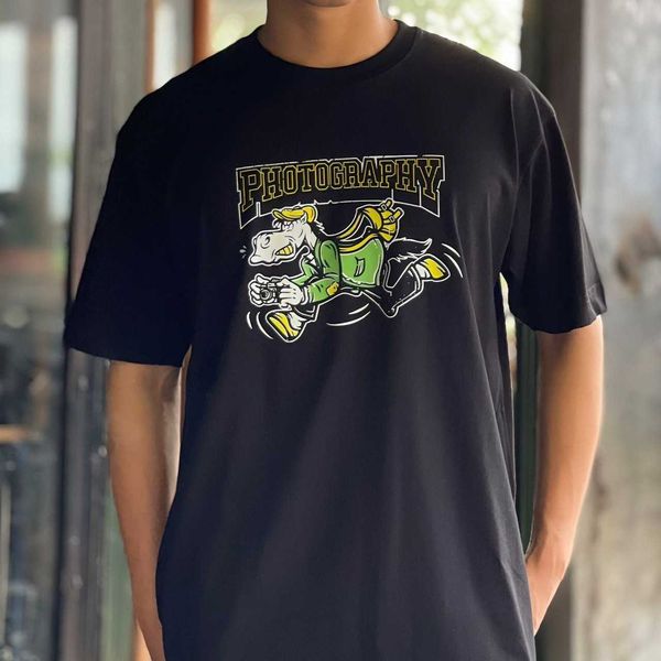 

pgraphy cartoon horse theme creative personalized printing youth leisure t-shirt short sleeve cotton, White;black