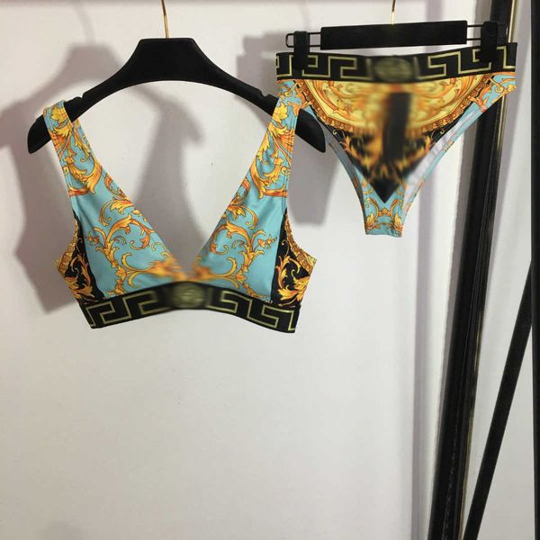 

23ss two-piece swimsuit womens bikini designer bathing suit bikini swimwear new bikini colored pattern printed underwear triangle underwear, White;black