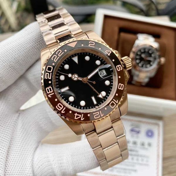 

luxury ceramic rotating bezel rlolex luminous wrist watches 40mm famous gmt 904l automatic factory highest quality iced out movement watch m, Slivery;brown