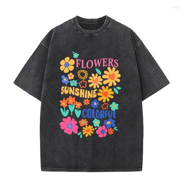 

men's t-shirts t shirts flowers of every kind are in bloom print male t-shirt fashion street casual shirt oversize summer cotton men cl, White;black