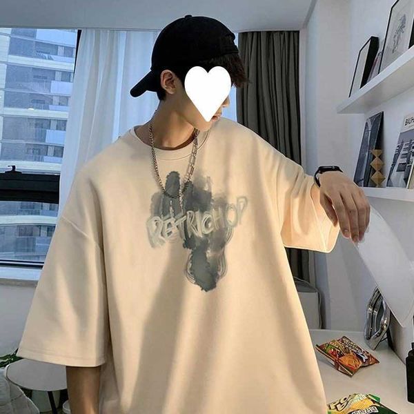 

mens womens designer t shirt cotton short sleeved t-shirt men's t-shirt loose fitting middle school student t-shirt trendy hip-hop ins, White;black