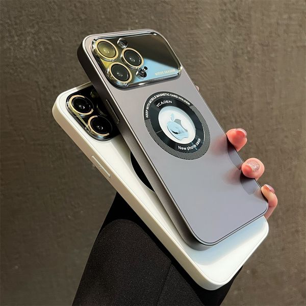 

for iphone 14pro luxury for magsafe hole case for iphone 14 13 12 pro max 13pro big window hard magnetic matte cover