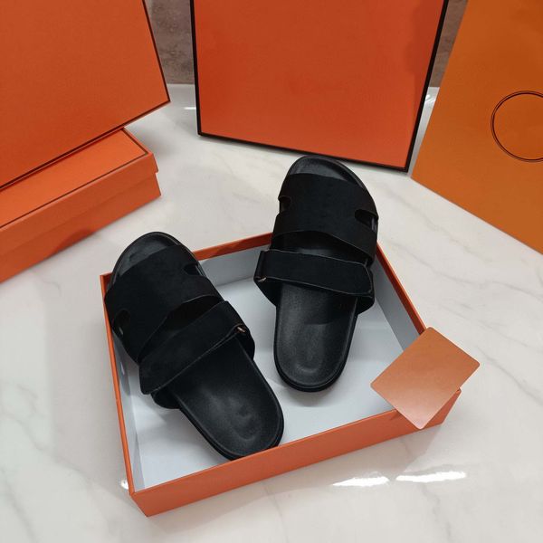 

designer slides women man slippers luxury sandals brand sandals real leather flip flop flats slide casual shoes sneakers boots by brand s345, Black