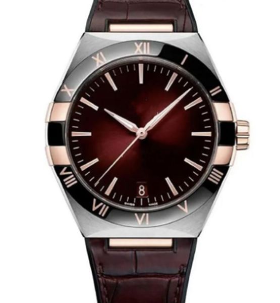 

new designer watches mechanical automatic movement constellation collection luxury brand wristwatches 41mm stainless steel leather strap, Slivery;brown