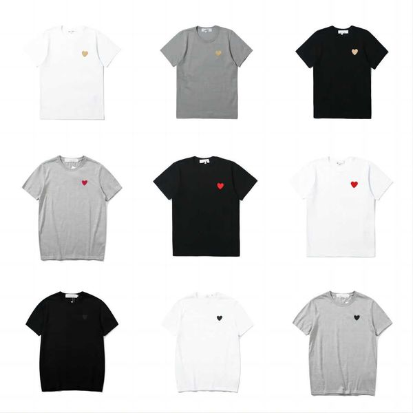 

fashion mens play t shirt designer red heart shirt commes casual women shirts des badge garcons high quanlity tshirts cotton embroidery hl, White;black