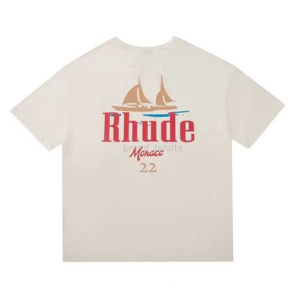 

rhude tshirt mens designer t shirts women high street fashion designer for men shirt 100% cotton short sleeve print crewneck casual t-shirt, White;black