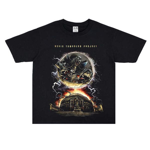

canadian rock devin townsend project band washed t-shirt short sleeve men women, White;black