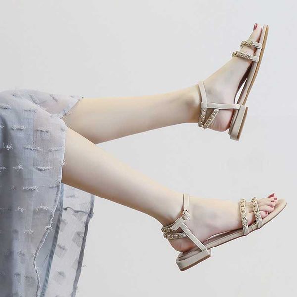 

sandals summer fairy 2022 this new with skirt design small flat roman shoes, Black