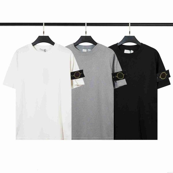 

men's t shirt company designer stone tees summer menswear breathable loose button badge lovers street fashion 100% cotton polo shirt ma, White;black